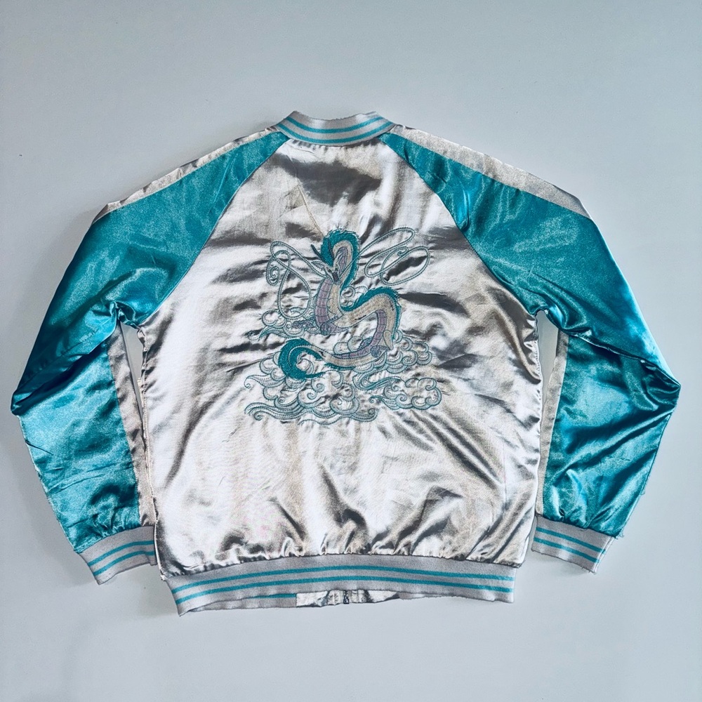 Haku Spirited Away Tan and Teal Satin Jacket